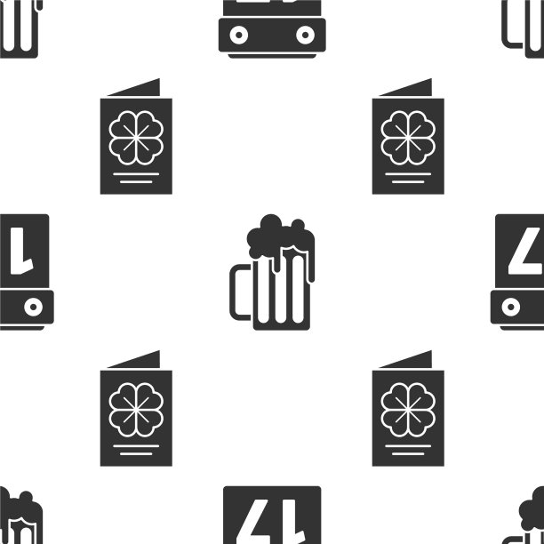 用日历木啤酒设置圣帕特里克节图片下载