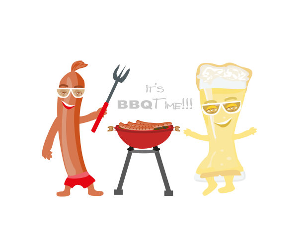 有趣的啤酒杯和法兰克福香肠图片下载