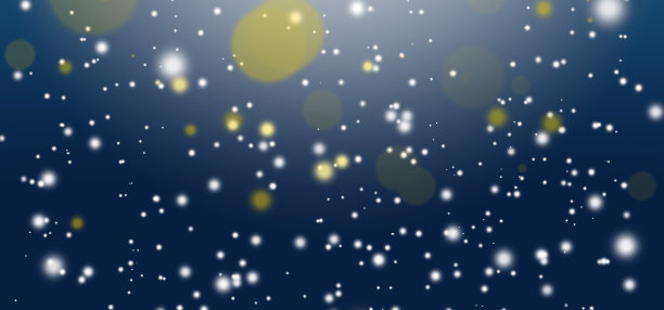 散景光，雪花落在深蓝色的背景上。圣诞节和新年假期模板。抽象闪光散焦模糊背景图片下载