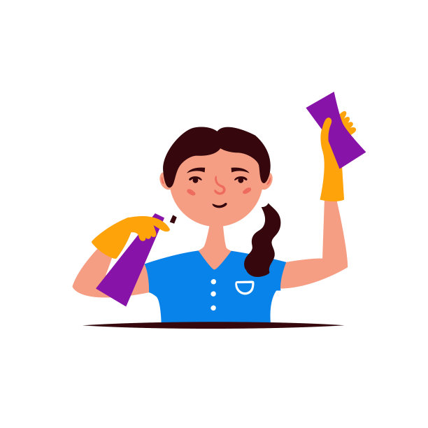 拿着抹布和喷雾的女孩图片下载