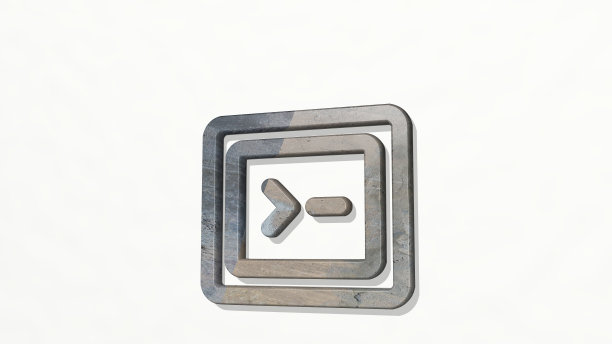 程序代码由一个闪闪发光的金属雕塑在墙壁上的3D插图与灯光背景。电脑和编码图片下载