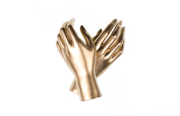 金色的手孤立在白色的背景上图片下载