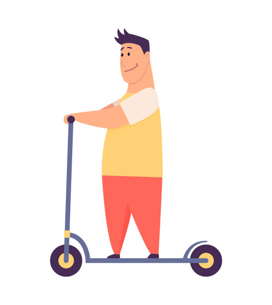 年轻英俊的男人骑着现代化的踏板车图片下载