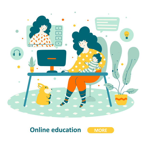 卡通平面在线教育培训课程图片下载