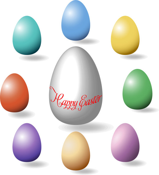 多色复活节彩蛋一套图片下载