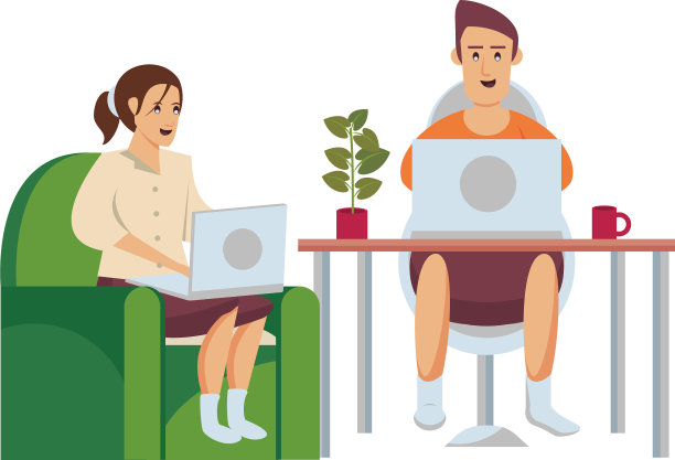 夫妇在家里用电脑工作图片下载