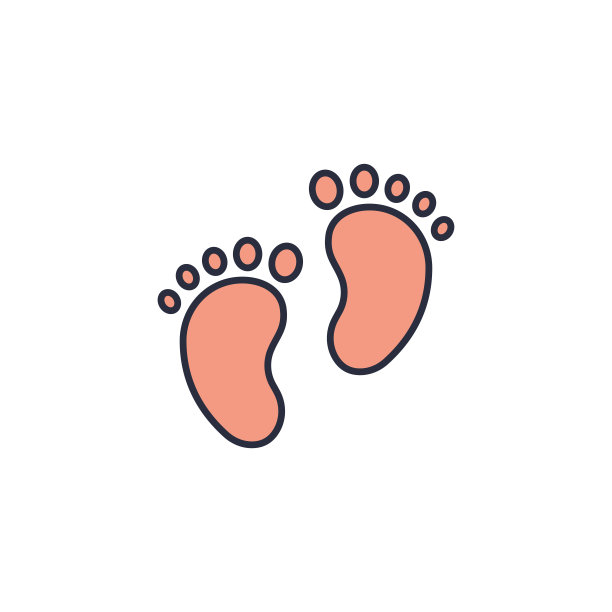 婴儿足迹矢量图标符号子孤立在白色背景图片下载
