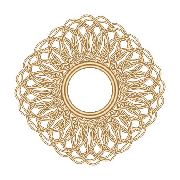 金色框架与装饰在白色背景上的圆圈。模板圆花边边。奢侈的曼荼罗。装饰假日矢量股票插图。手绘设计。图片下载