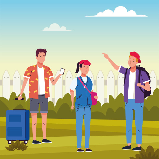 一群在野外活动的游客图片下载