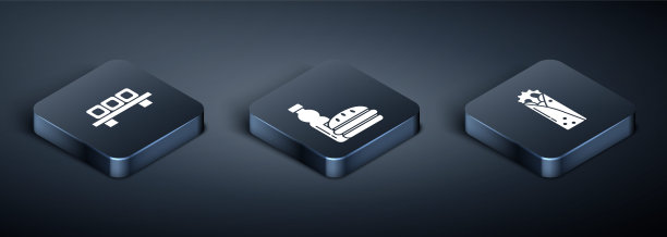 设置等距寿司切板，多纳烤肉串和瓶装水和汉堡图标。向量图片下载