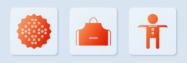 厨房围裙，饼干和假日姜饼人饼干。白色方形按钮。向量图片下载