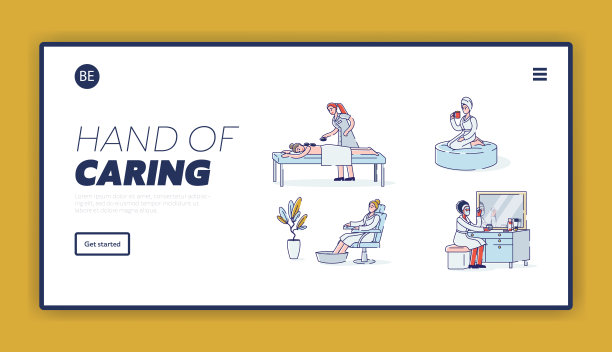 水疗，皮肤和身体护理登陆页面与美容院程序在模板背景图片下载