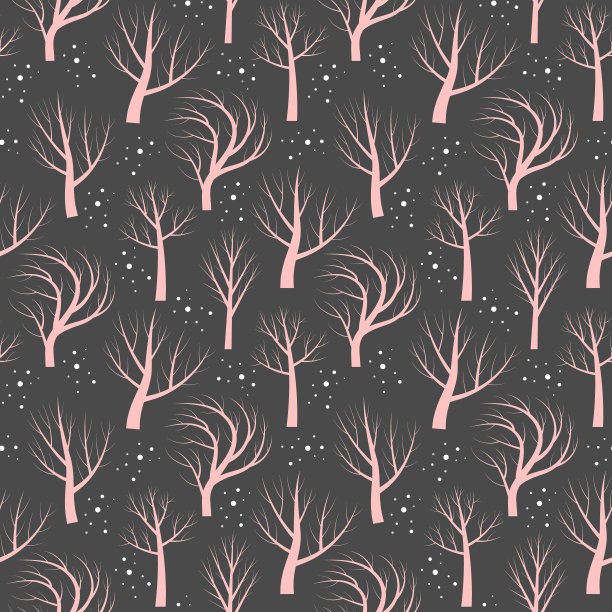 裸树与雪无缝图案素材图片