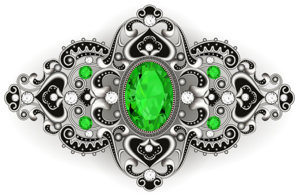 银饰胸针与祖母绿复古图片下载