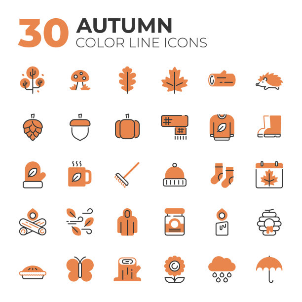 颜色线秋天的图标。图片下载
