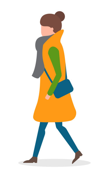 寒冷的天气里，穿着暖和衣服独自行走的女人图片下载