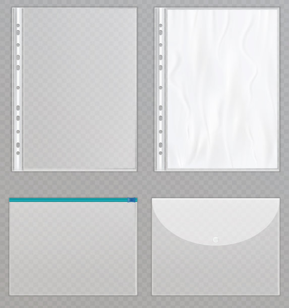 矢量透明塑料文件。玻璃纸文件夹保护文件图片下载