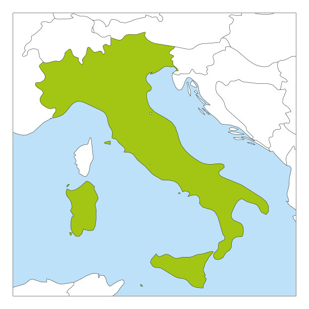 意大利地图用绿色标出邻国图片下载