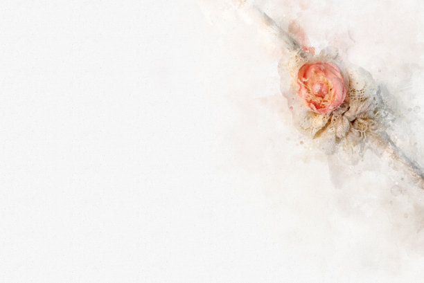 水彩花背景与手工布花图片下载