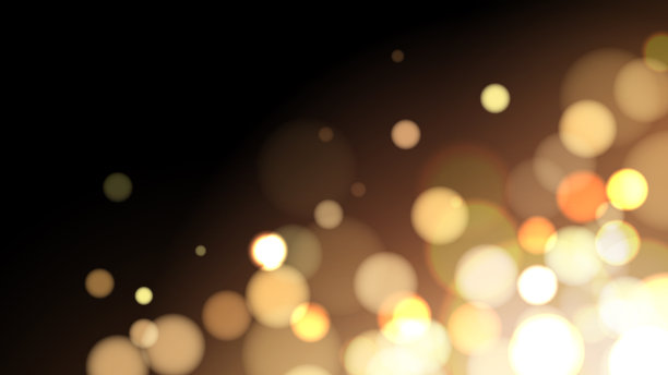 金色闪光的散景在黑色的背景。抽象叠加灯光效果。矢量图像。图片下载