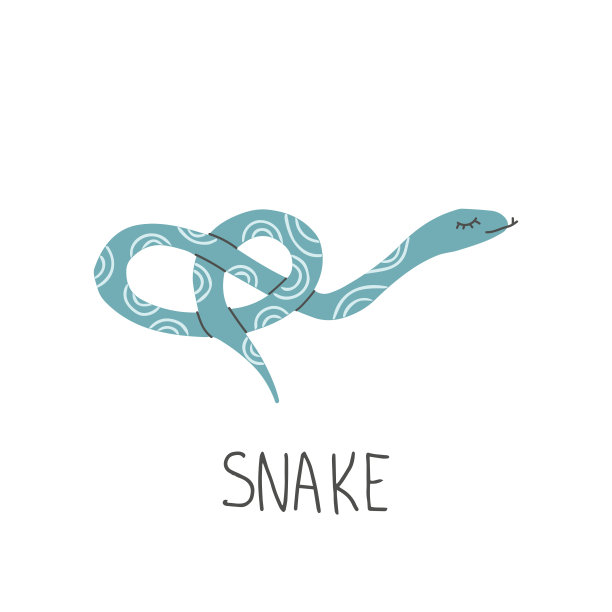 手绘非洲蛇。可爱的动物涂鸦卡。斯堪的纳维亚彩色儿童插图。图片下载