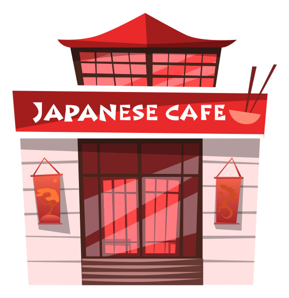日本咖啡馆日本餐厅在城市的街道图片下载