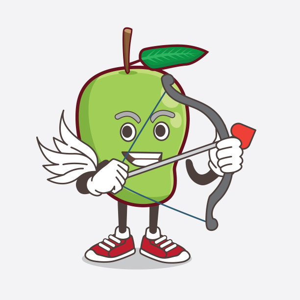卡通人物丘比特的芒果水果吉祥物图片下载