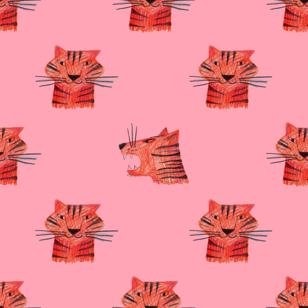 无缝图案与红虎脸图片下载