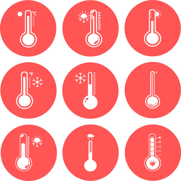设置药物温度计在红色圆圈图标图片下载