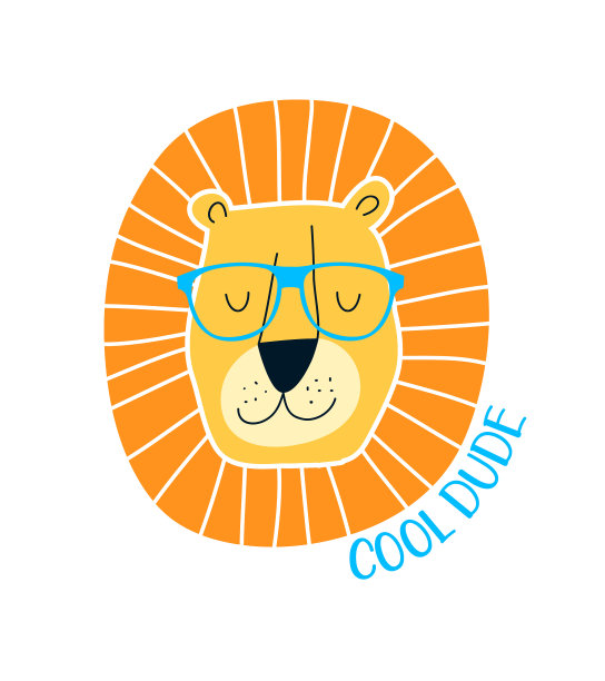 可爱的狮子脸和标语手绘图片下载