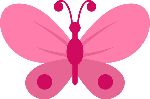 粉红色蝴蝶图标在平坦的风格图片下载