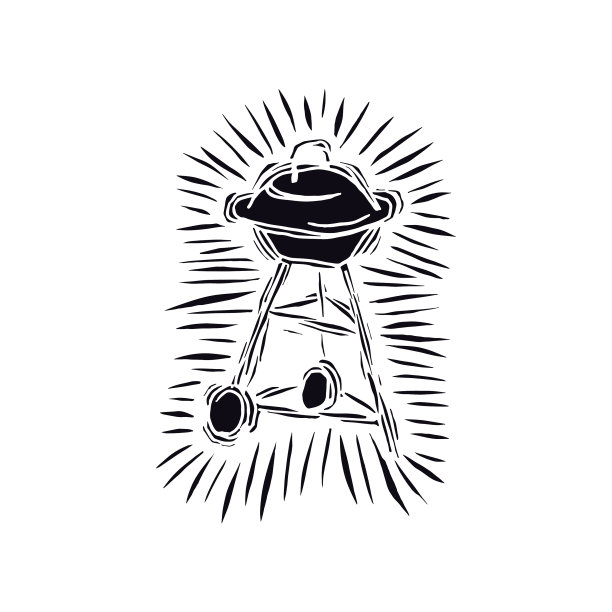 烧烤烧烤在linocut风格图片下载