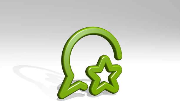 信息泡泡星由一个闪亮的金属雕塑的3D插图与光影背景上的阴影。概念和沟通图片下载