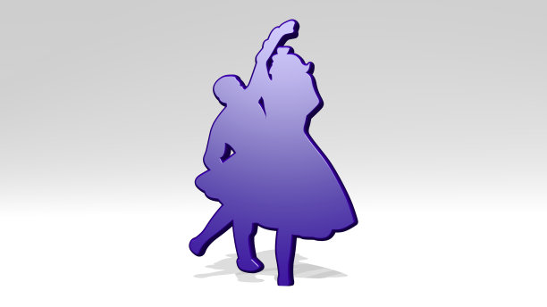 舞蹈和女人由一个闪亮的金属雕塑与光影背景的3D插图。舞蹈和美丽图片下载