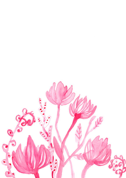 手绘抽象水彩花卉图案。单色。图片下载