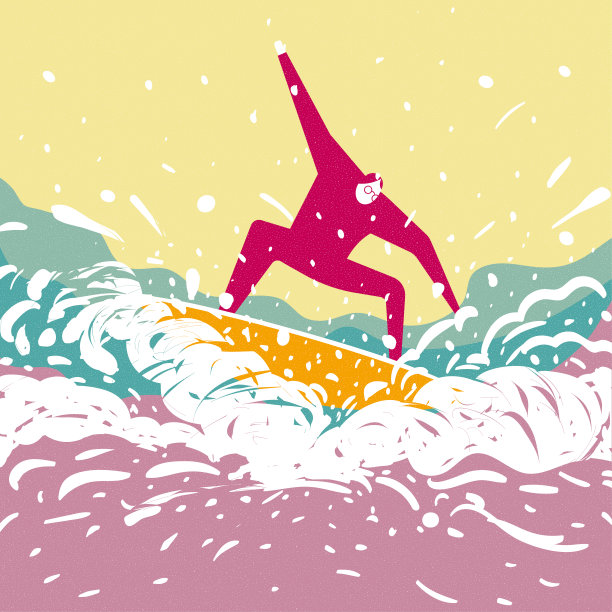 商人冲浪，绘画艺术风格。图片下载