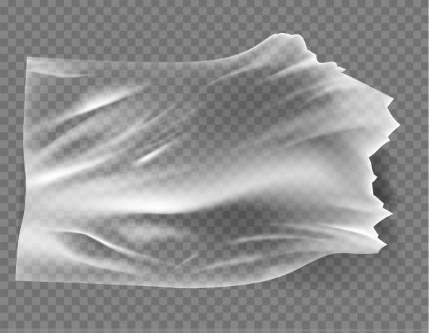 近距离矢量上的塑料透明玻璃纸袋上的白色背景。纹理看起来空白而有光泽。矢量图图片下载