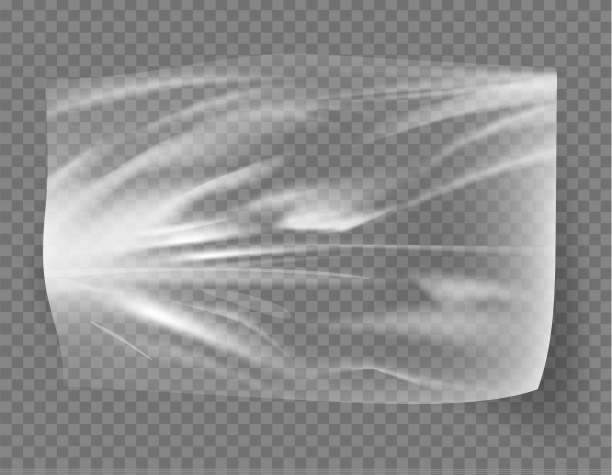 近距离矢量上的塑料透明玻璃纸袋上的白色背景。纹理看起来空白而有光泽。矢量图图片下载