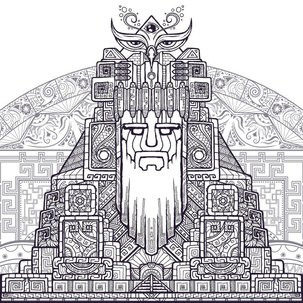 南美抽象概念艺术。神秘的巨人。图片下载