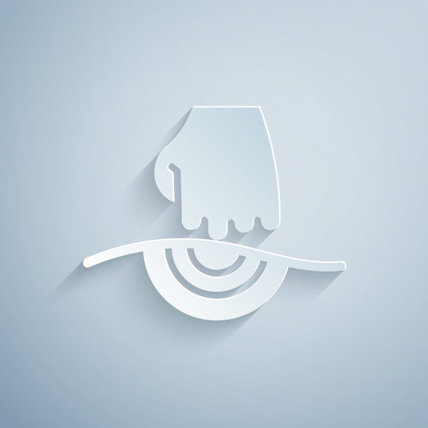 剪纸按摩图标孤立在灰色背景。放松、休闲。纸艺术风格。向量图片下载