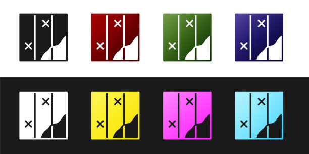 设置折叠地图图标孤立的黑色和白色背景。向量图片下载