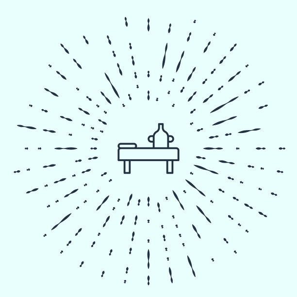 黑色线按摩表与油图标孤立在灰色背景。抽象的圆随机点。向量图片下载