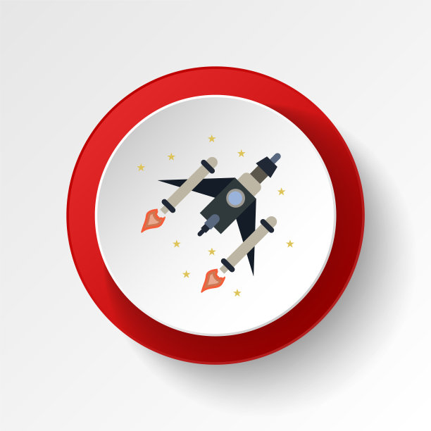 飞船的彩色按钮图标。空间插图元素。标志和符号图标可以用于网页，标志，移动应用程序，UI, UX图片下载