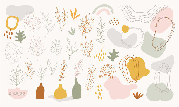 设置手绘形状和线性植物图片下载