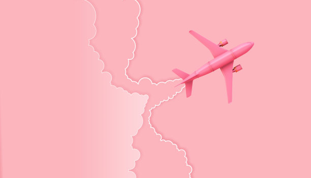 粉红色的飞机和云彩图片下载