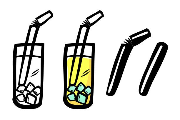 黄色冷饮，简单涂鸦手绘素描图片下载
