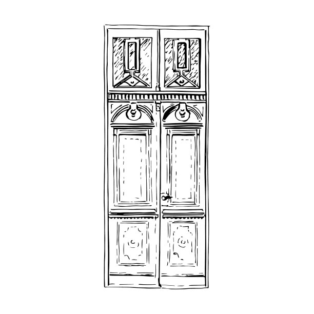 一扇久经风霜的老式高木门图片下载