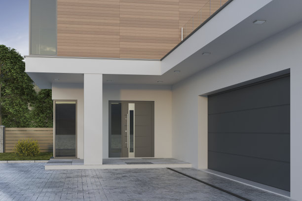 现代住宅的入口，3d插图图片下载