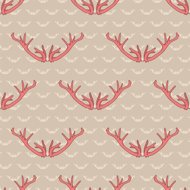 粉红鹿角无缝图案，晕头晕脑的少女图片下载