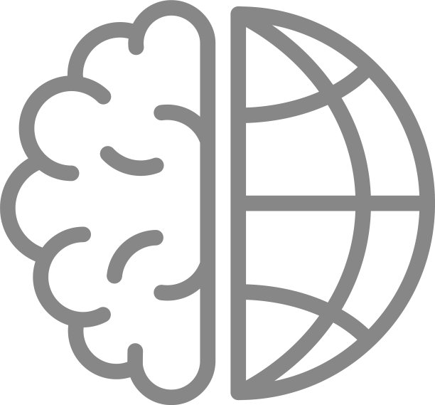 人脑与行星线条图标，世界大脑日图片下载